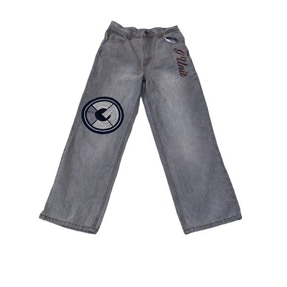 Vintage G-Unit Denim Grey Jean Pant Embroidered Logo Youth Size 16 RARE (28L)
